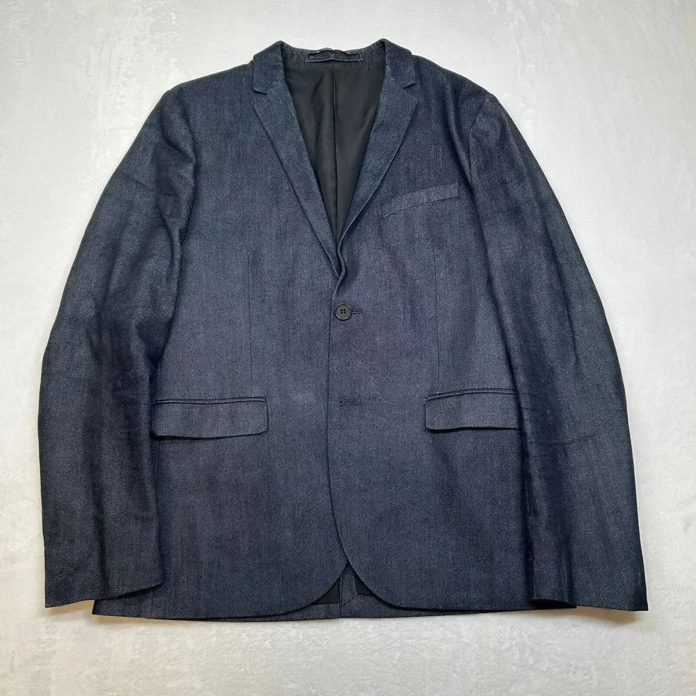 H&M Slim Fit Denim Sport Coat Mens 40R 40 Blue Dark Jean‎